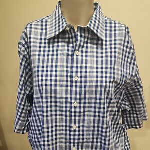 Blue & White Boxed Plaid Button Down from Synrgy